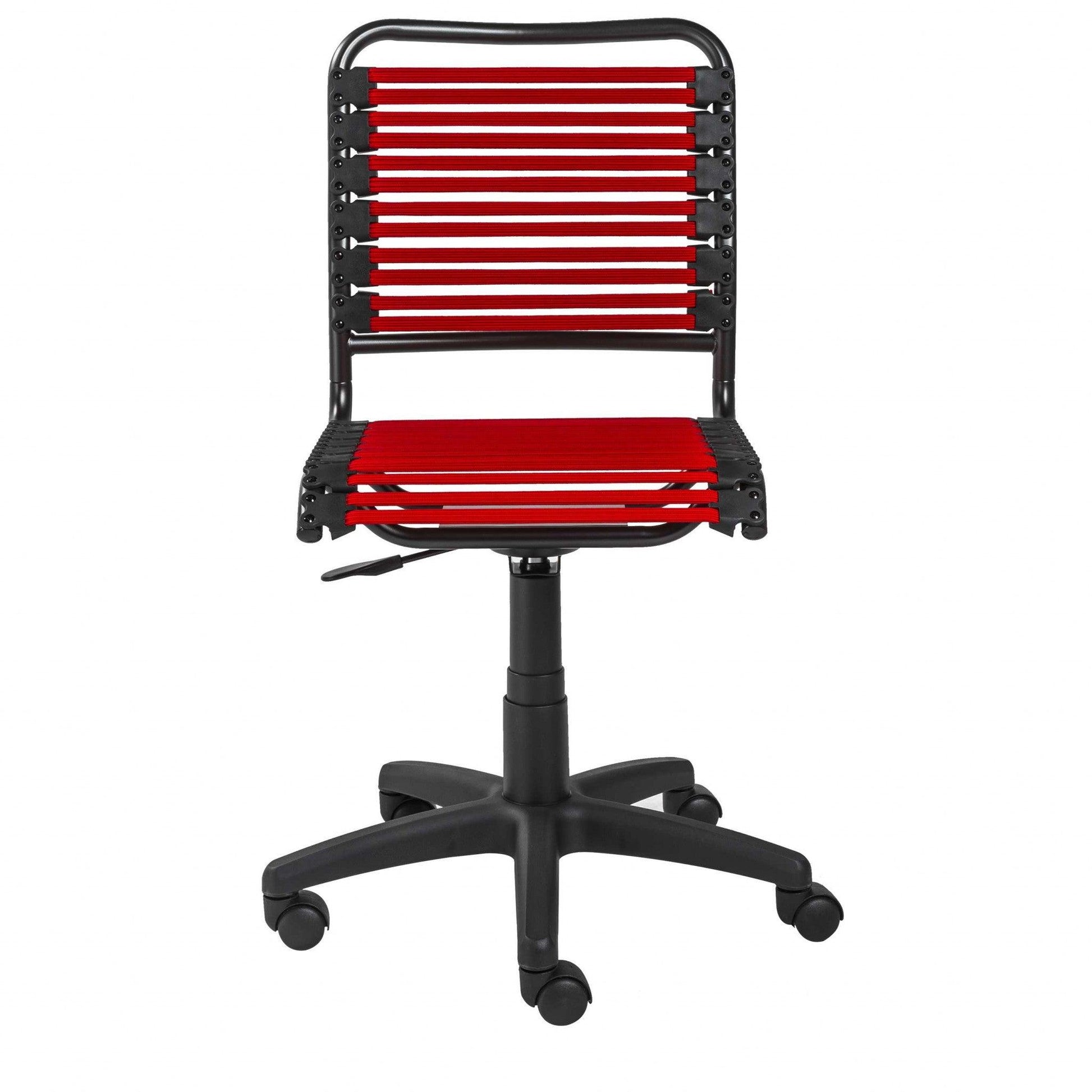 Red Flat Bungie Cord Low Back Rolling Office Chair - AFS