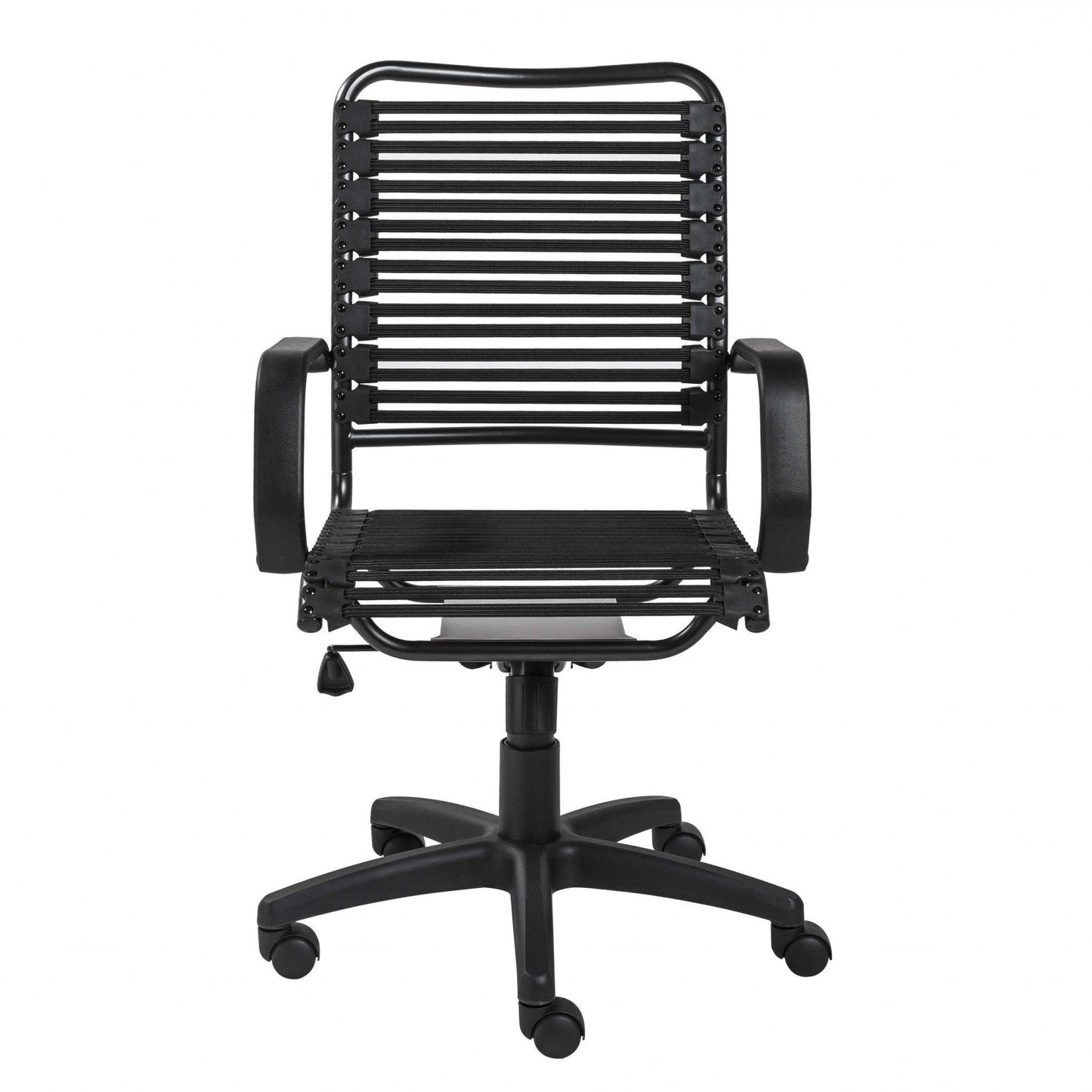 23.04" X 25.6" X 41.74" Black Flat Bungie Cords High Back Office Chair with Graphite Black Frame and Base - AFS