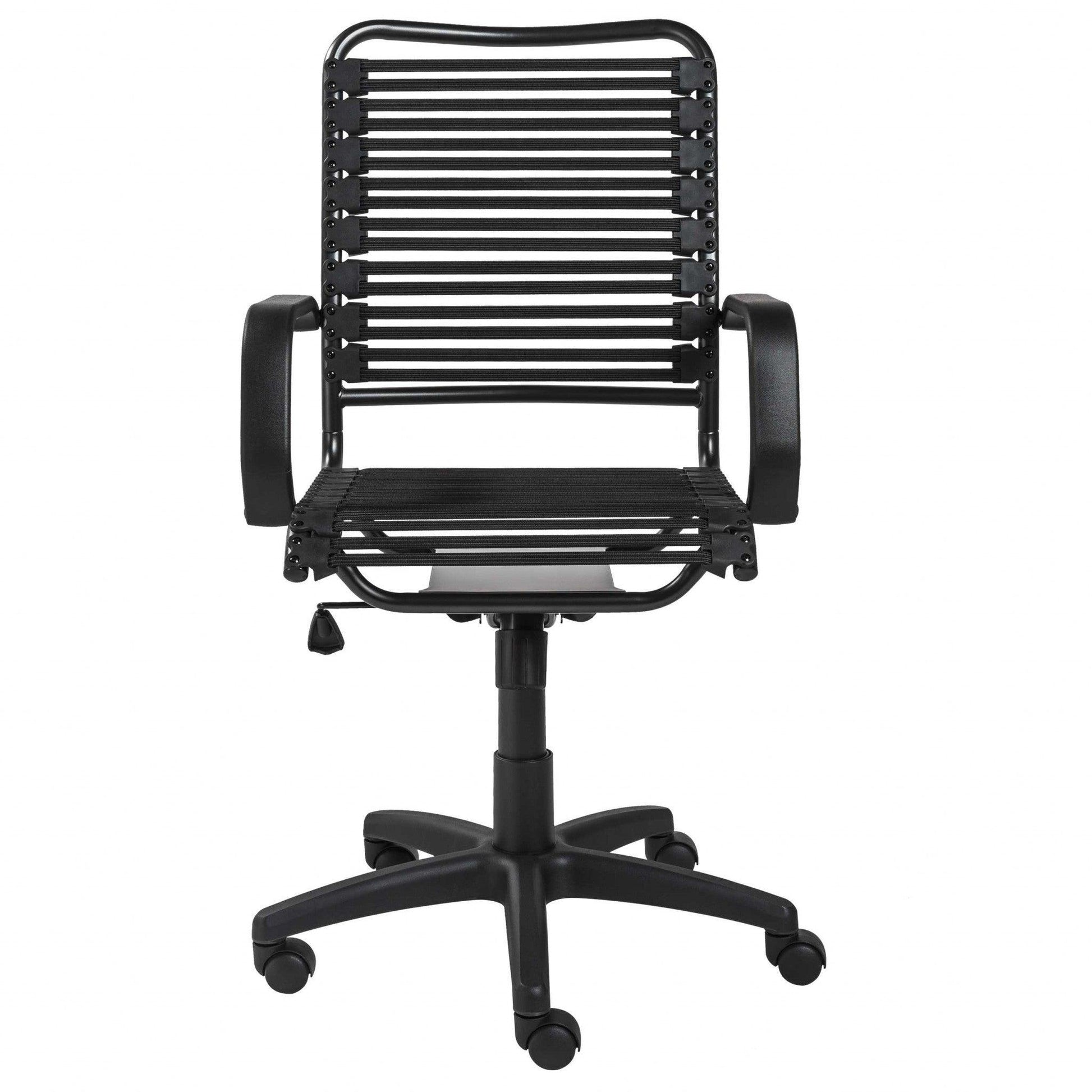23.04" X 25.6" X 41.74" Black Flat Bungie Cords High Back Office Chair with Graphite Black Frame and Base - AFS