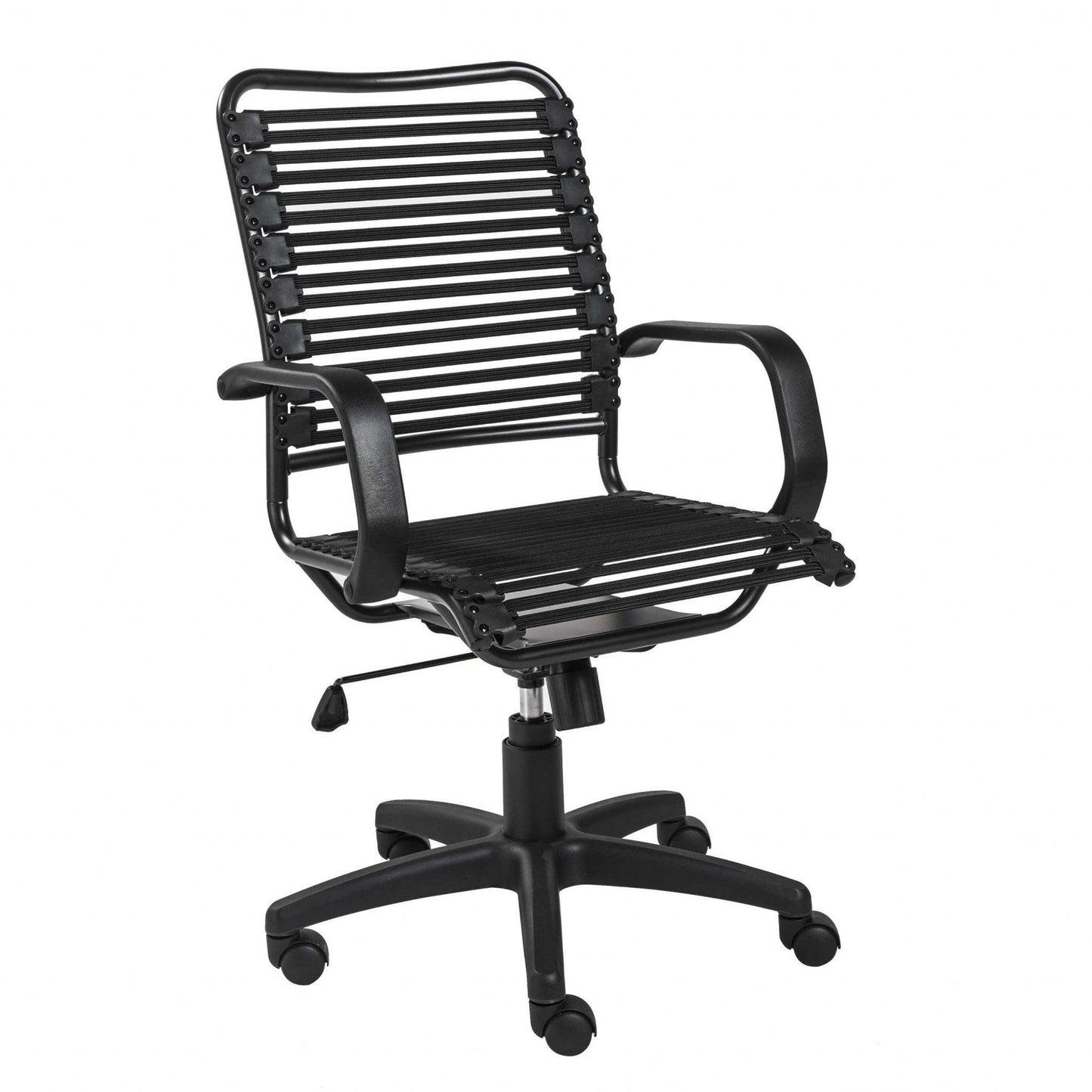 23.04" X 25.6" X 41.74" Black Flat Bungie Cords High Back Office Chair with Graphite Black Frame and Base - AFS