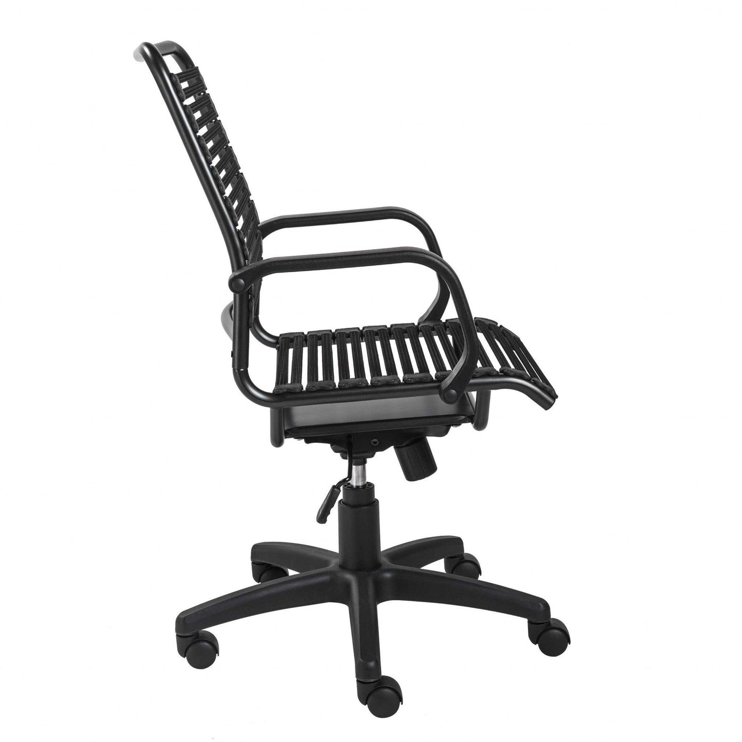 23.04" X 25.6" X 41.74" Black Flat Bungie Cords High Back Office Chair with Graphite Black Frame and Base - AFS