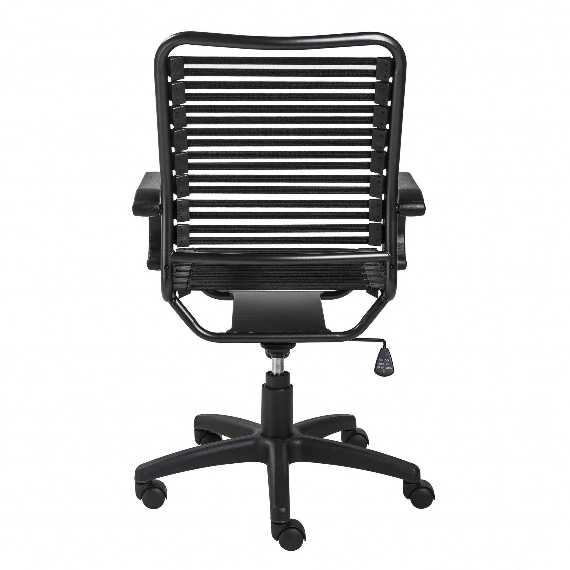 23.04" X 25.6" X 41.74" Black Flat Bungie Cords High Back Office Chair with Graphite Black Frame and Base - AFS