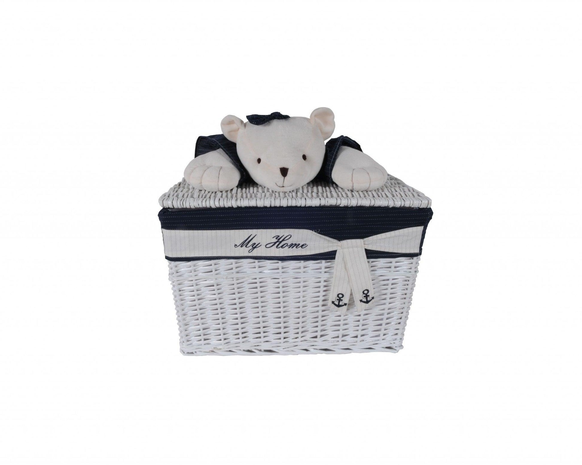 15.5" x 23.5" x 22" WhiteBlueRectangularBear Design Basket Set of 5 - AFS