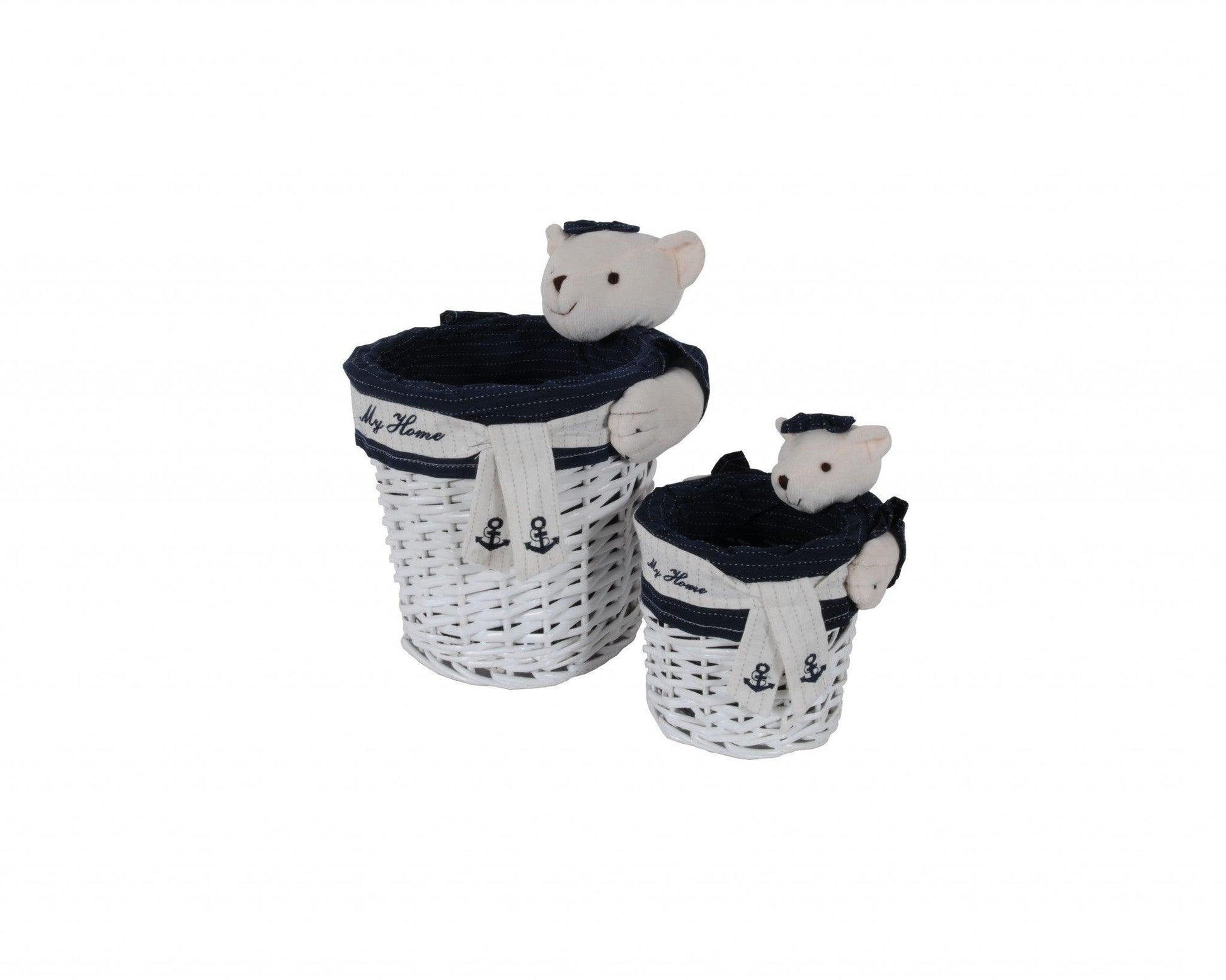 15.5" x 23.5" x 22" WhiteBlueRectangularBear Design Basket Set of 5 - AFS