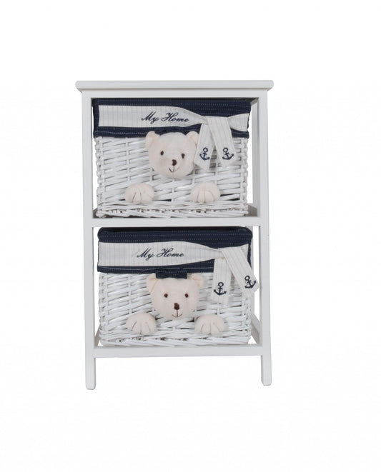 12.5" x 16" x 25" White Blue Portable 2 Drawers - AFS