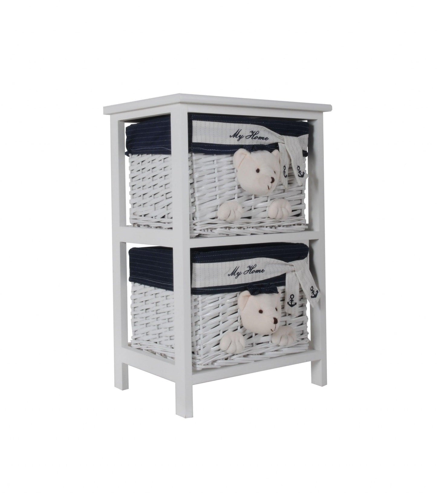 12.5" x 16" x 25" White Blue Portable 2 Drawers - AFS