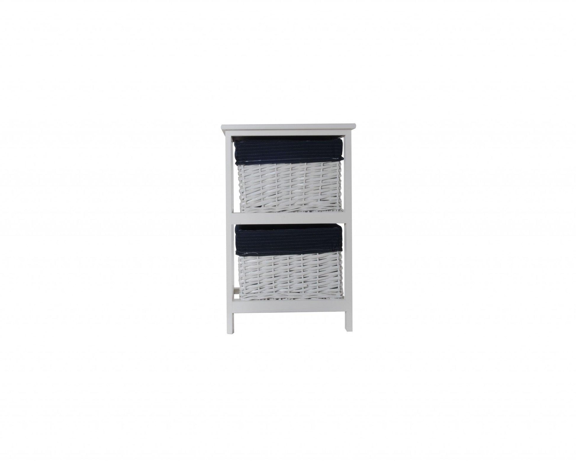 12.5" x 16" x 25" White Blue Portable 2 Drawers - AFS