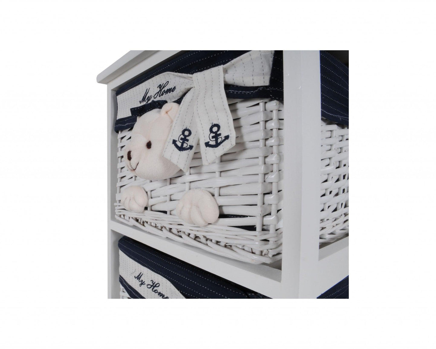 12.5" x 16" x 25" White Blue Portable 2 Drawers - AFS