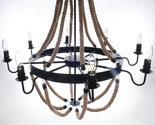 35.5" x 35.5" x 47" 8 Bulbs Large Rope Pendant Lamp - AFS