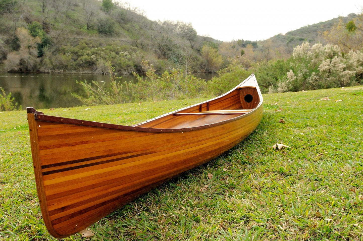 35.5" x 216" x 27" Wooden Canoe - AFS