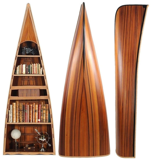 31" x 90" x 20.5" Wooden Canoe Book Shelf - AFS