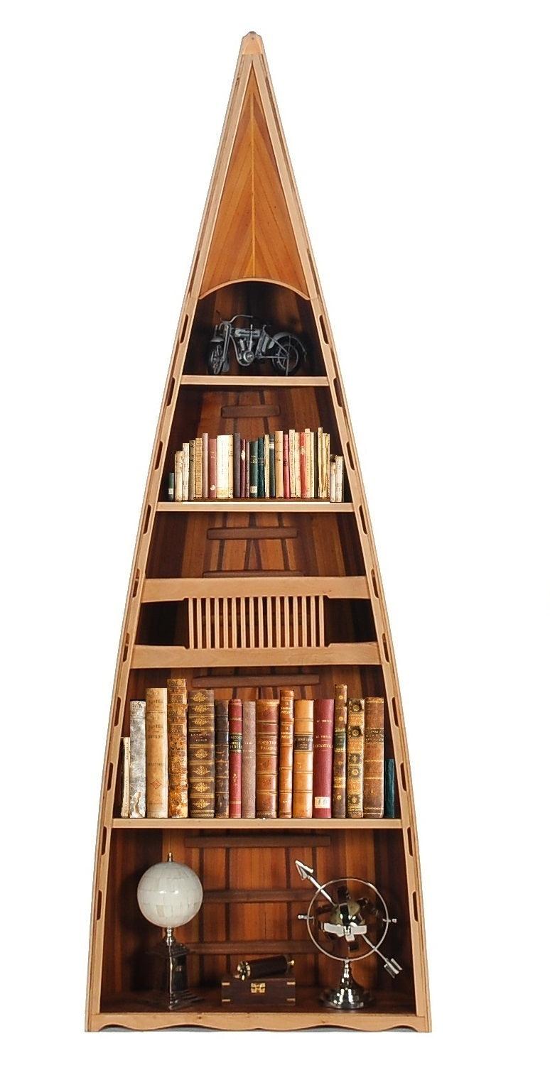 31" x 90" x 20.5" Wooden Canoe Book Shelf - AFS