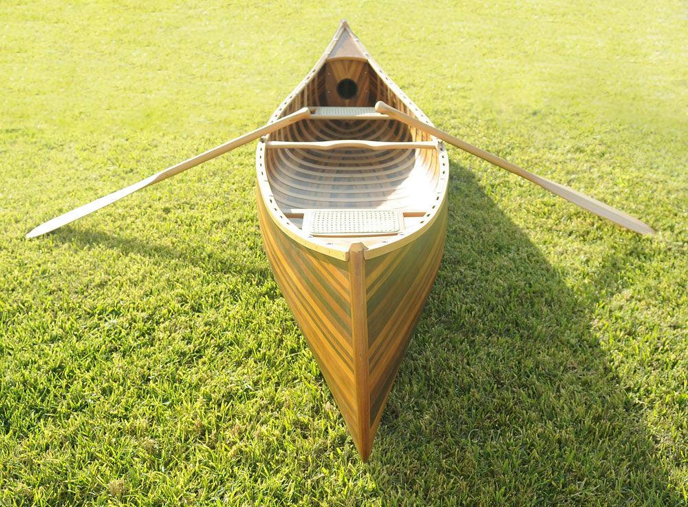 28.5" x 144" x 21"Matte FinishWooden Canoe With Ribs Curved Bow - AFS