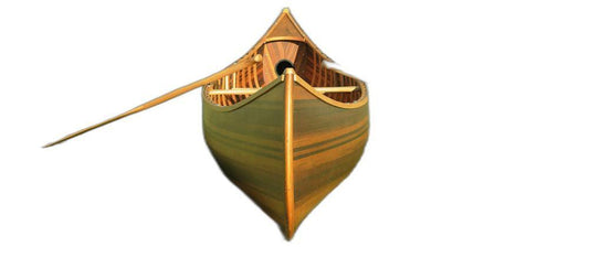 28.5" x 144" x 21"Matte FinishWooden Canoe With Ribs Curved Bow - AFS