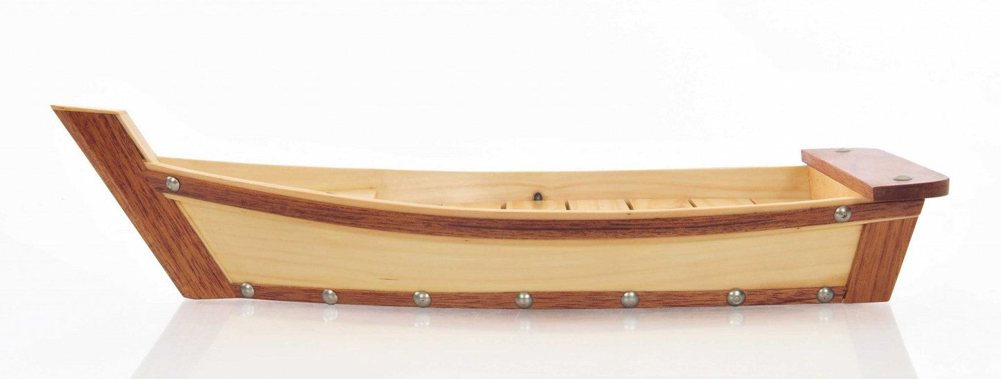 6.25" x 16.75" x 3.37" Small Wooden Sushi Boat Serving Tray - AFS