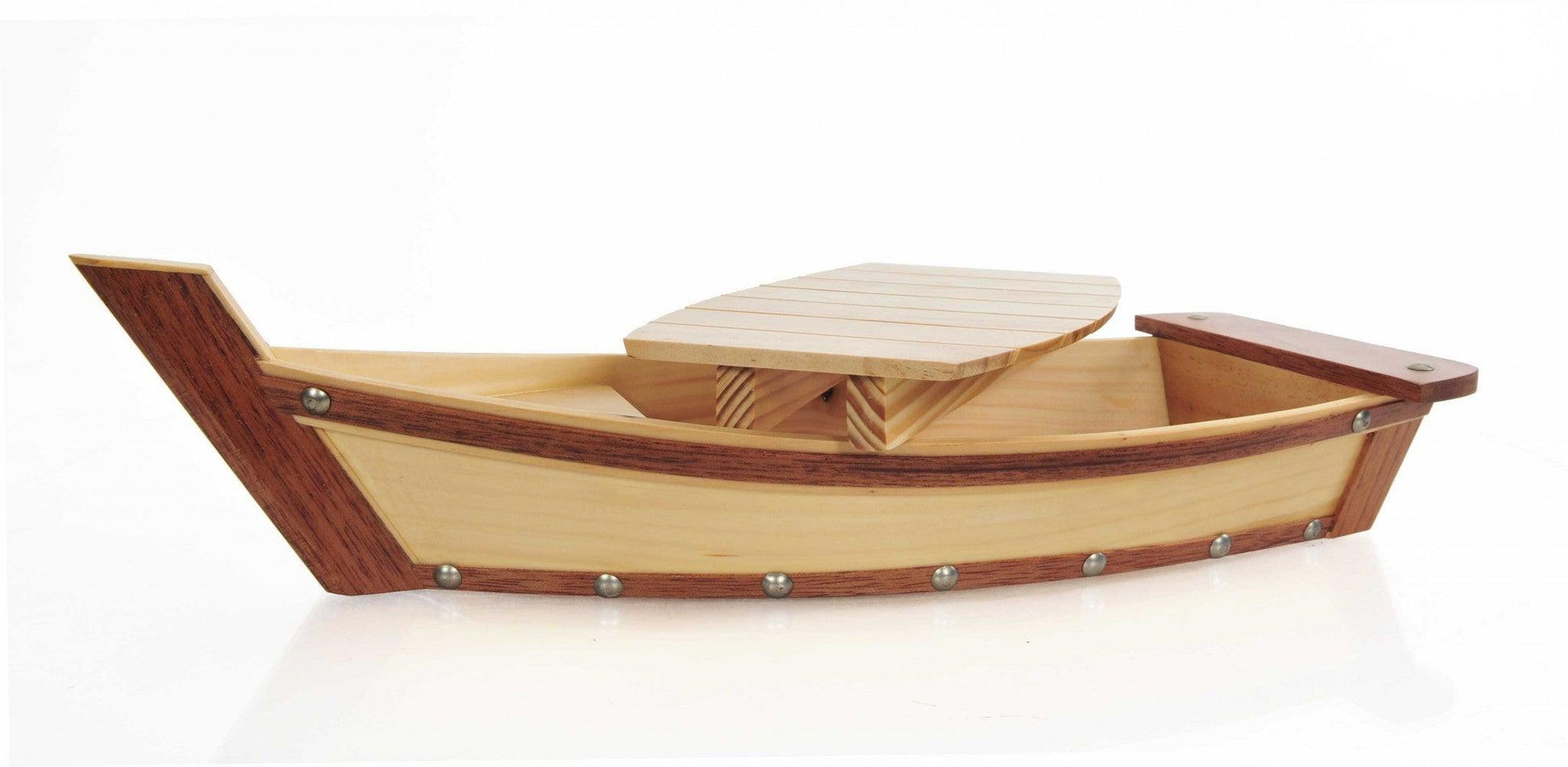 6.25" x 16.75" x 3.37" Small Wooden Sushi Boat Serving Tray - AFS