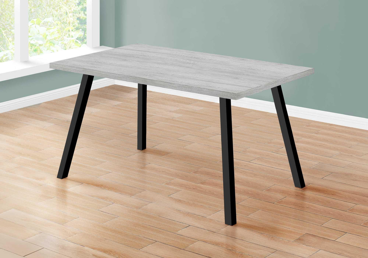 60" X 36" X 31 " Grey Black Metal Dining Table - AFS