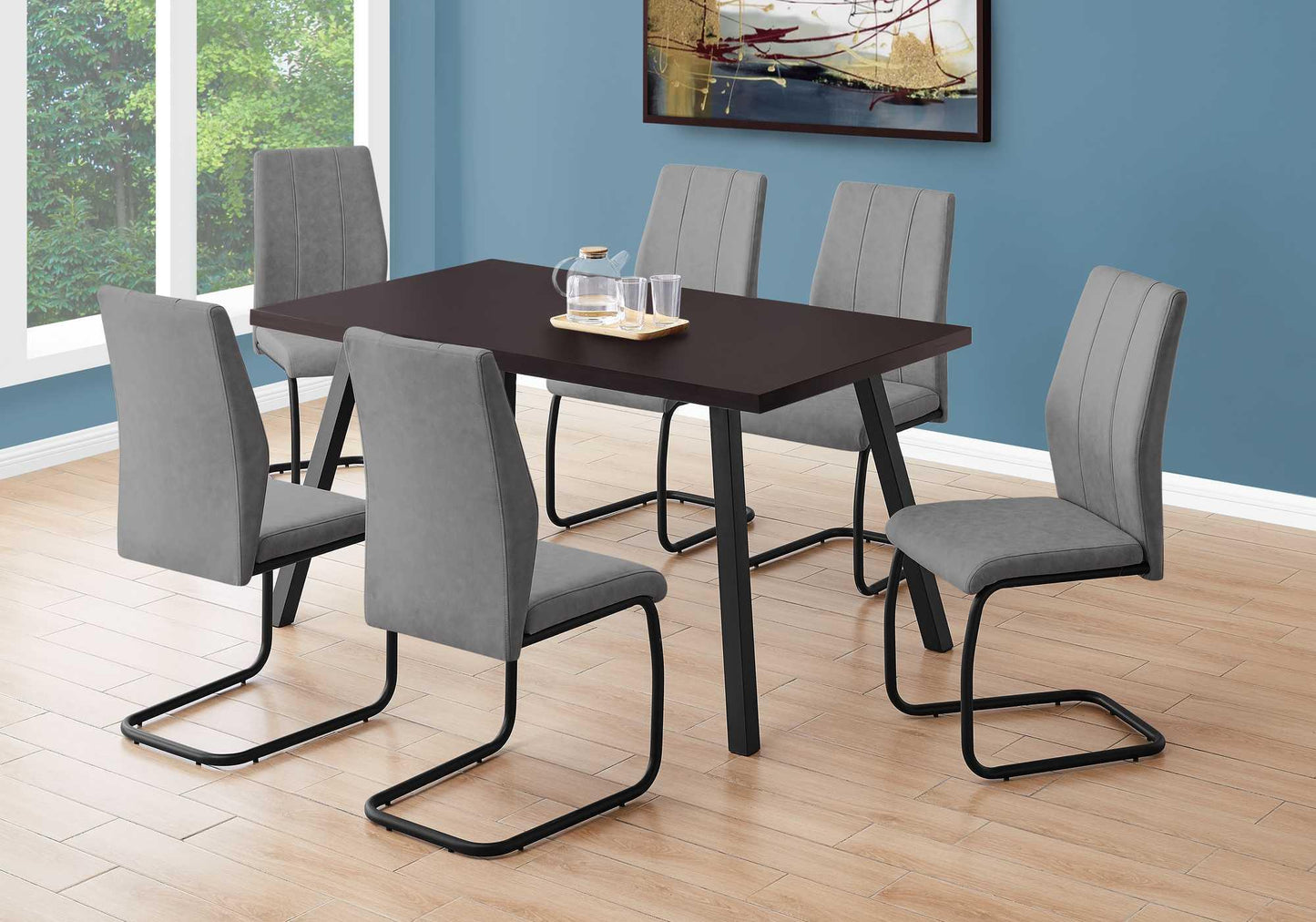 60" X 36" X 31 " Cappuccino Black Metal Dining Table - AFS