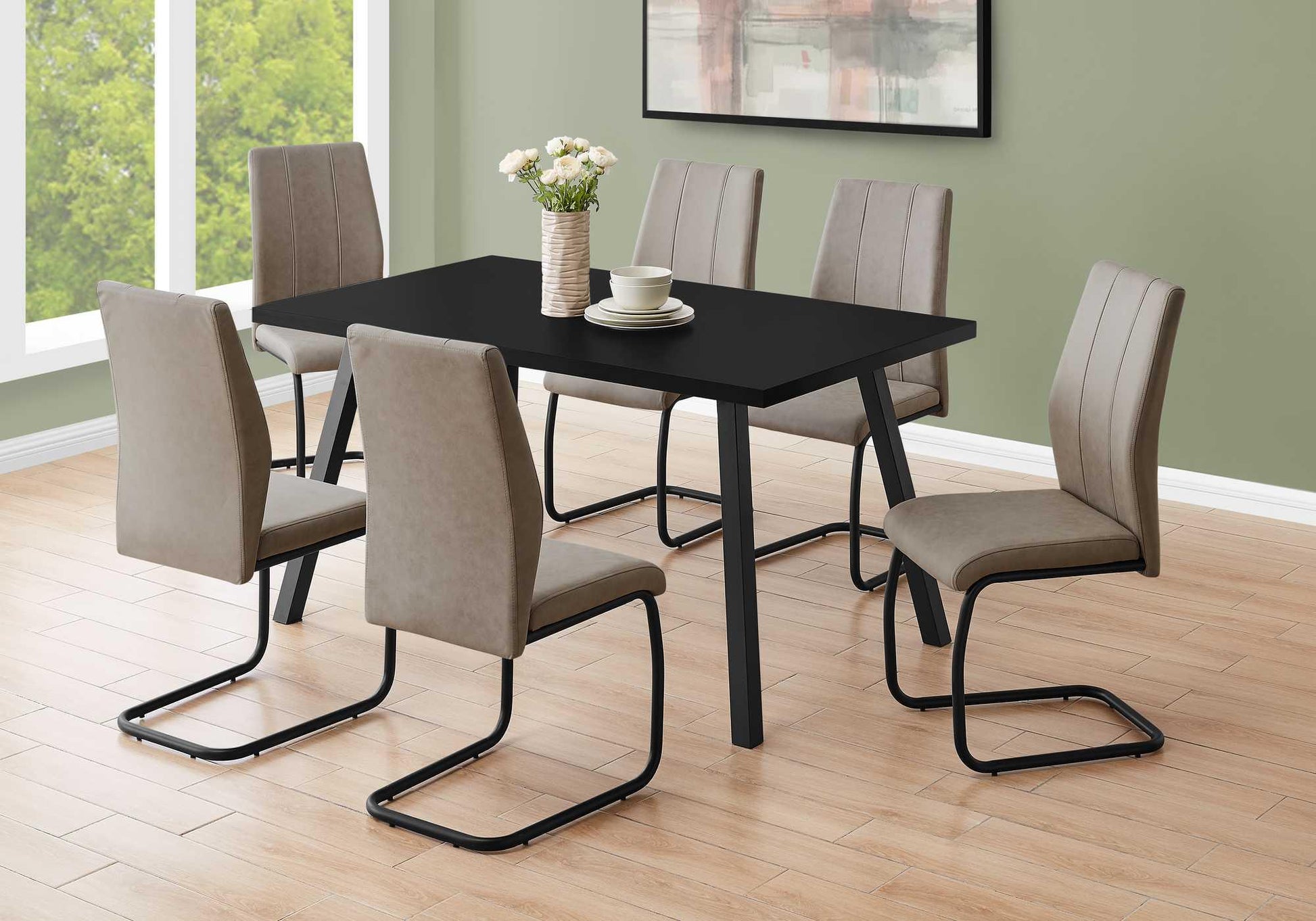 60" X 36" X 31 " Black Black Metal Dining Table - AFS