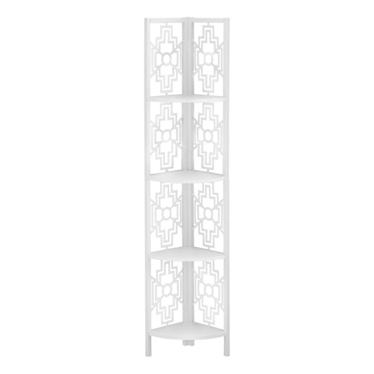 15.5" X 11" X 61.5" White Metal Corner Etagere Bookcase - AFS