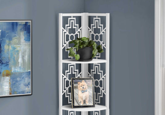 15.5" X 11" X 61.5" White Metal Corner Etagere Bookcase - AFS