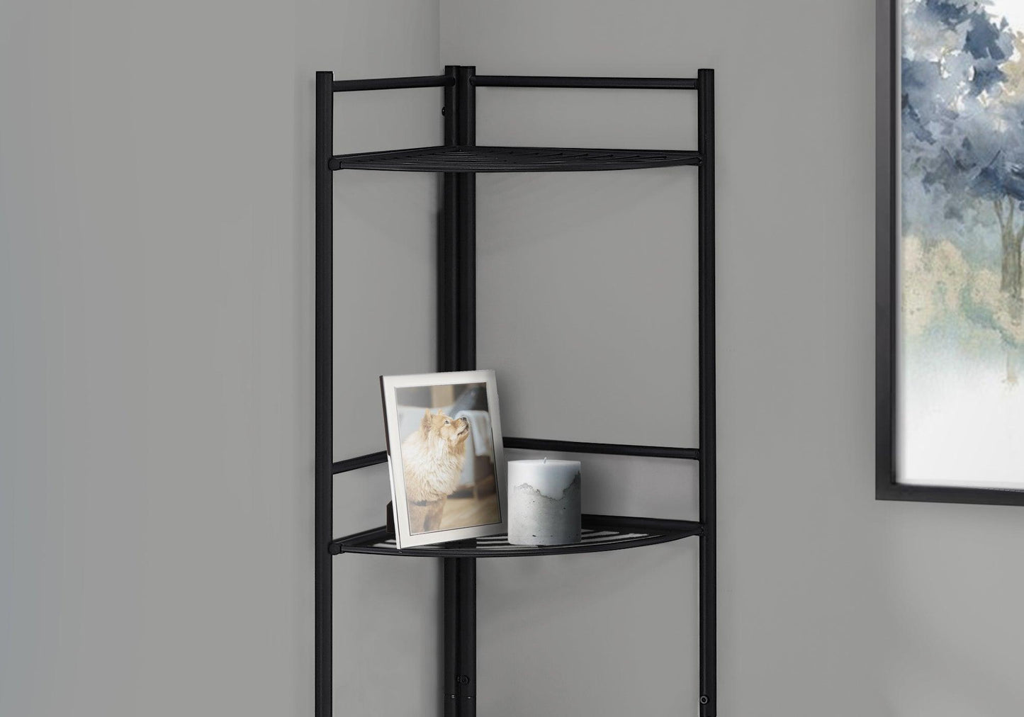 Classic Black 4 Tier Metal Corner Shelf - AFS