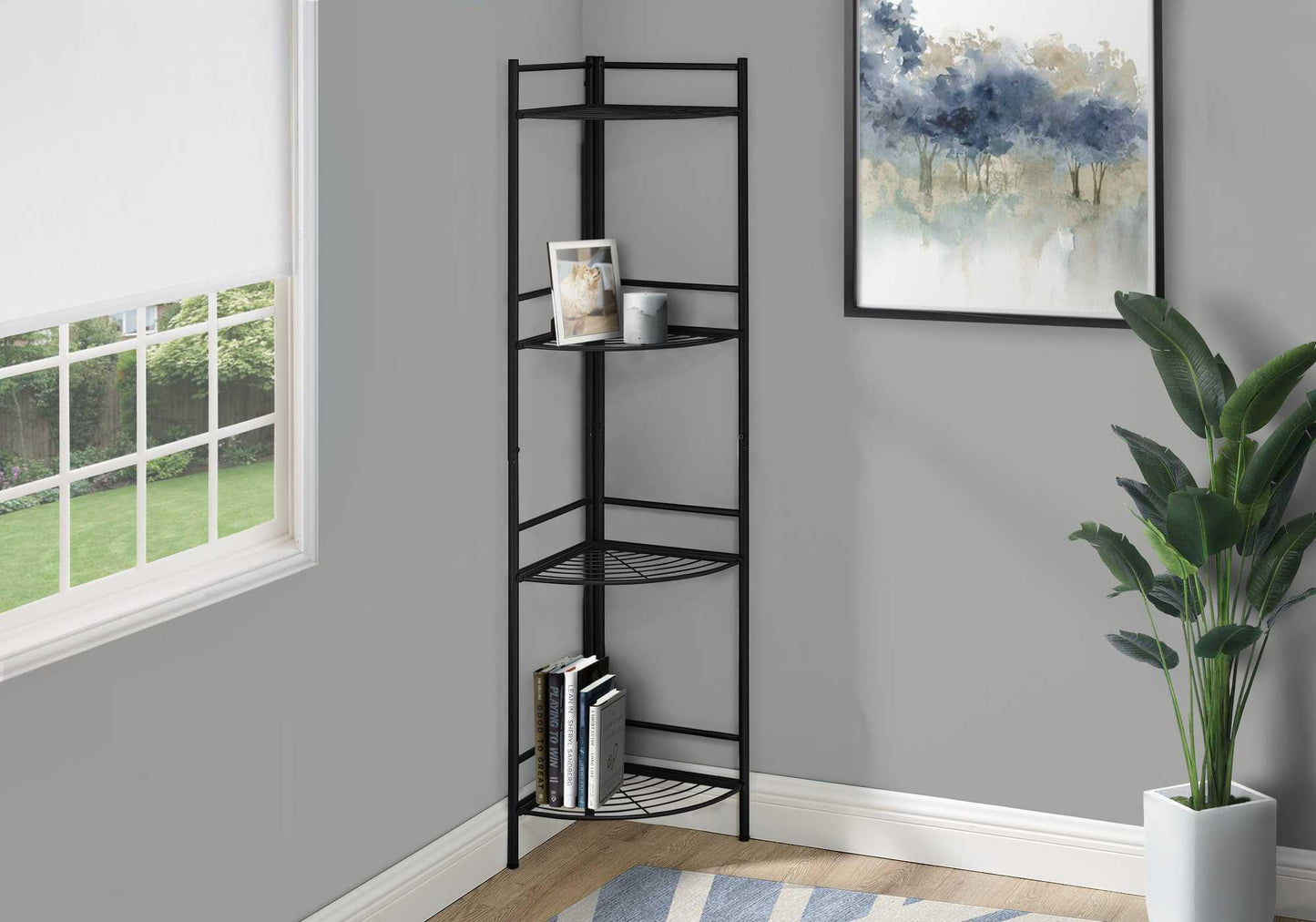 Classic Black 4 Tier Metal Corner Shelf - AFS