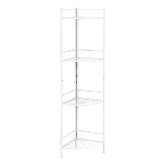 18.5" X 13.5" X 57.75" White Metal Corner Etagere Bookcase - AFS