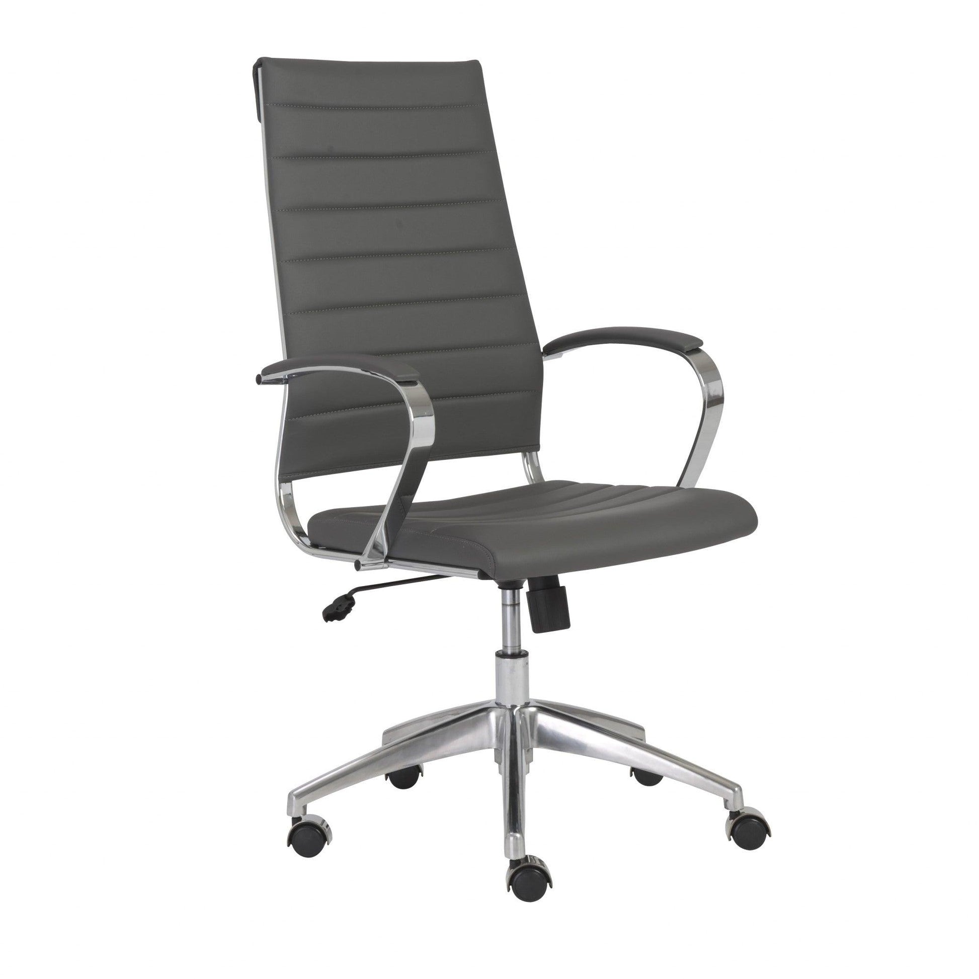 22.25" X 27" X 45.25" High Back Office Chair in Gray with Aluminum Base - AFS