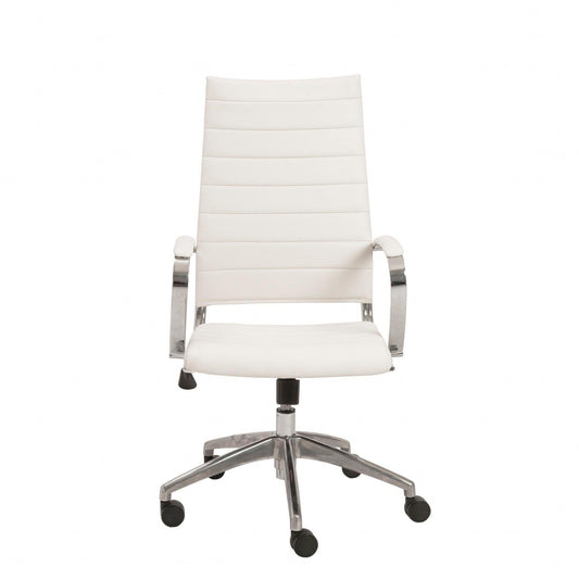 22.25" X 27" X 45.25" High Back Office Chair in White with Aluminum Base - AFS