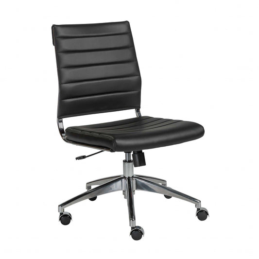 22.84" X 24.61" X 38.98" Armless Low Back Office Chair in Black with Aluminum Base - AFS