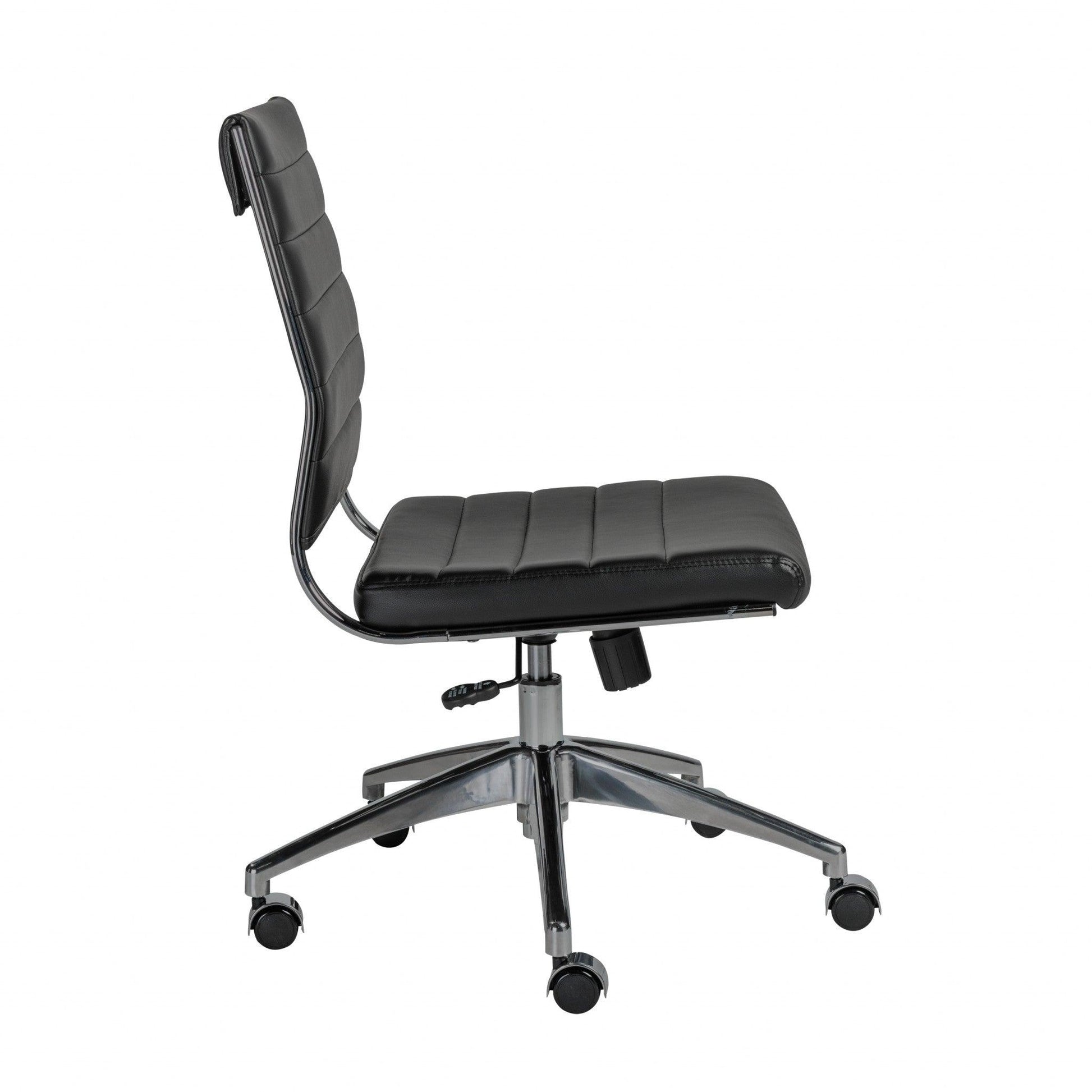 22.84" X 24.61" X 38.98" Armless Low Back Office Chair in Black with Aluminum Base - AFS