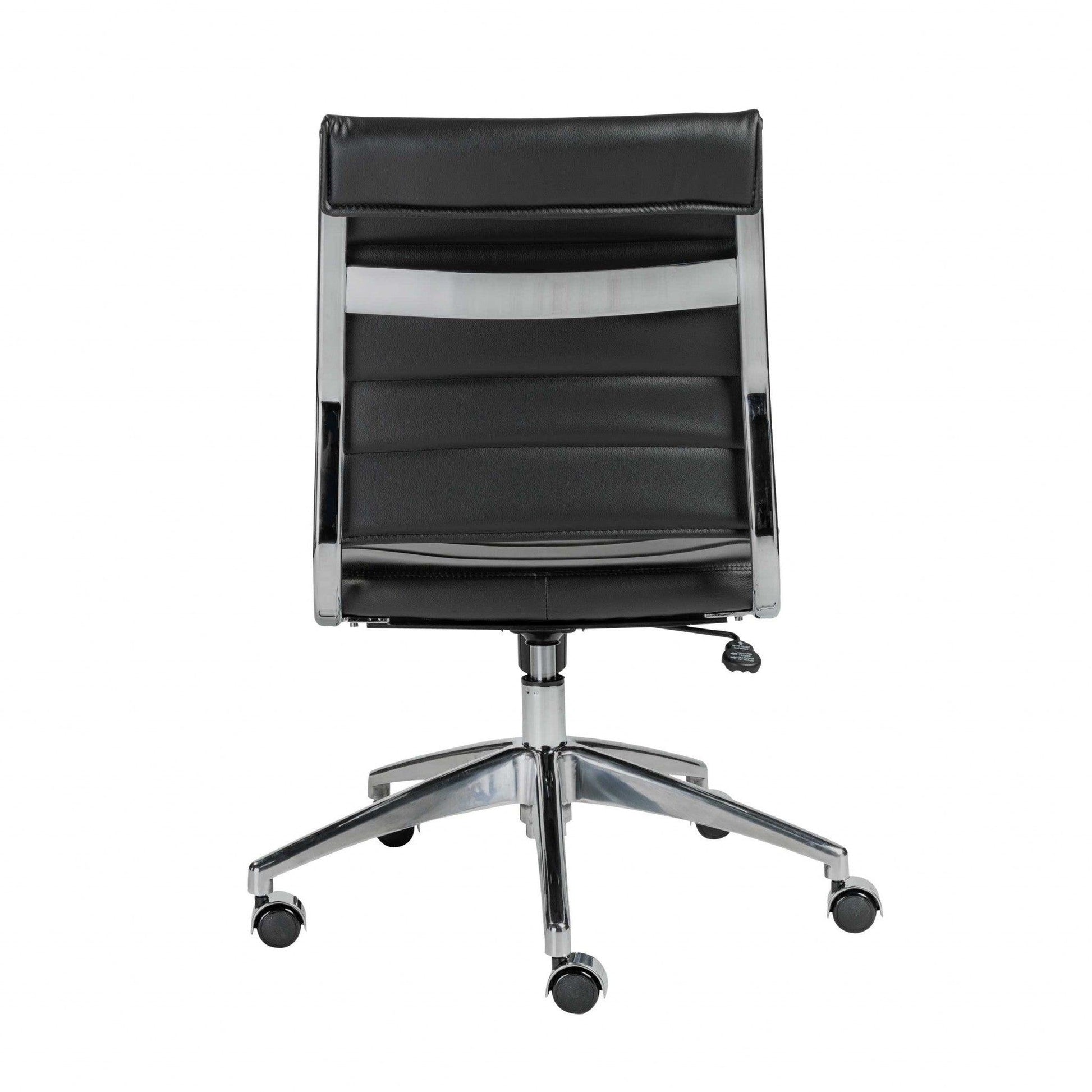 22.84" X 24.61" X 38.98" Armless Low Back Office Chair in Black with Aluminum Base - AFS