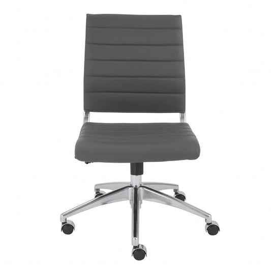 22.84" X 24.61" X 38.98" Armless Low Back Office Chair in Gray with Aluminum Base - AFS