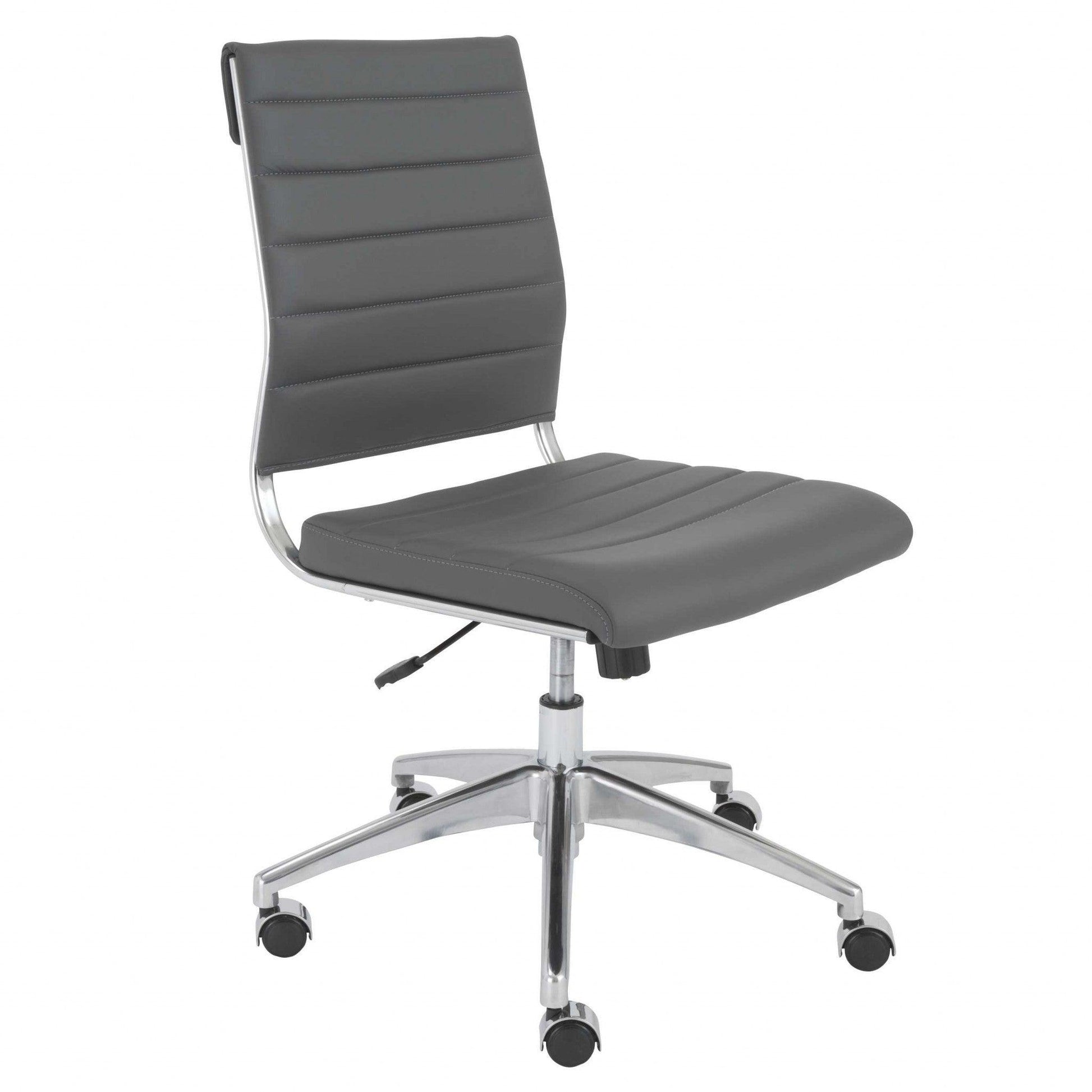 22.84" X 24.61" X 38.98" Armless Low Back Office Chair in Gray with Aluminum Base - AFS