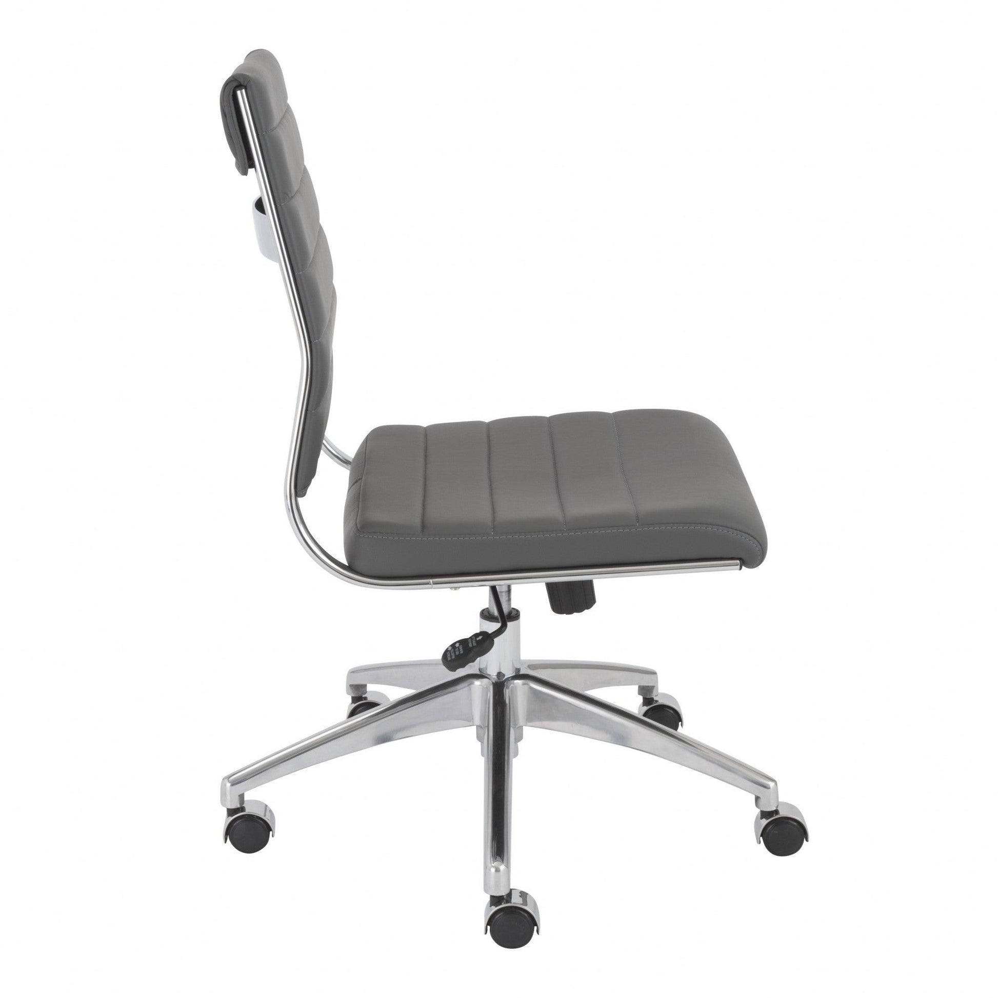 22.84" X 24.61" X 38.98" Armless Low Back Office Chair in Gray with Aluminum Base - AFS