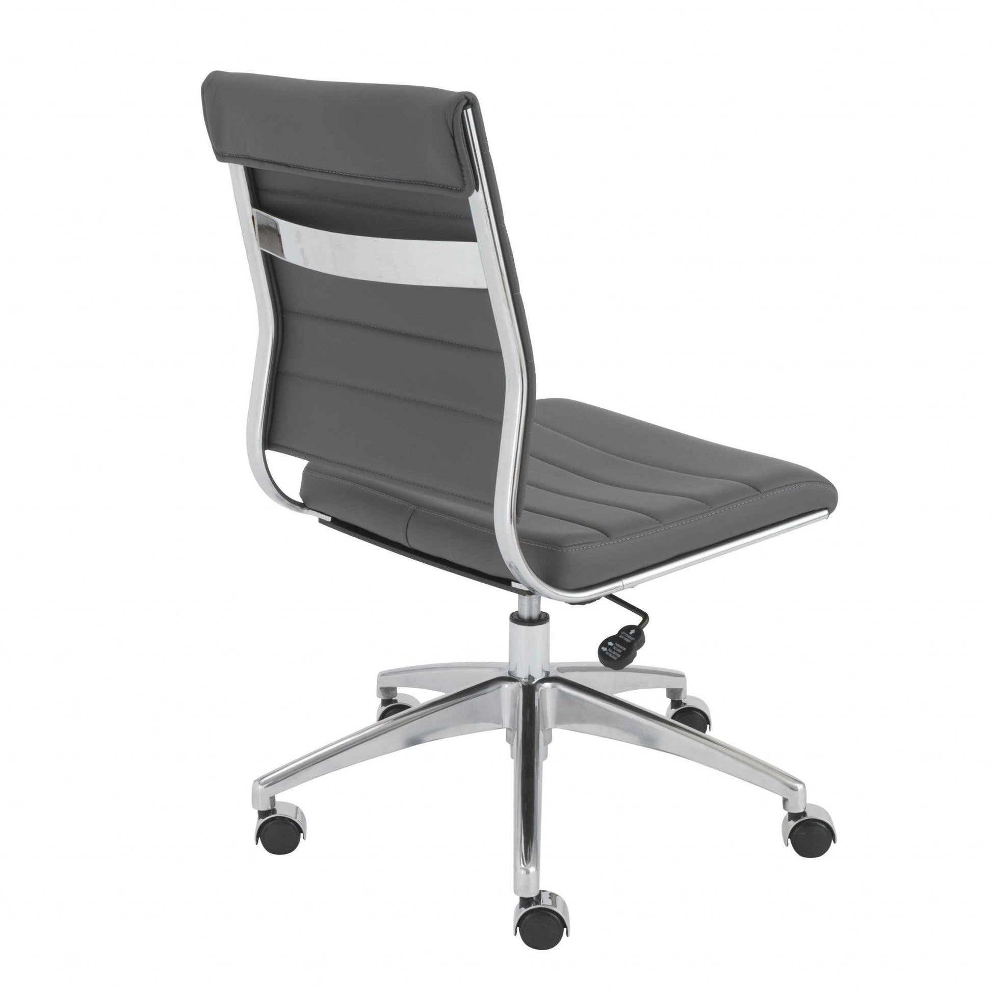 22.84" X 24.61" X 38.98" Armless Low Back Office Chair in Gray with Aluminum Base - AFS