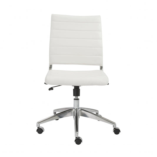 22.84" X 24.61" X 38.98" Armless Low Back Office Chair in White with Aluminum Base - AFS