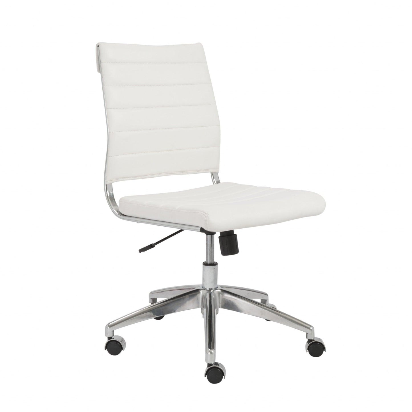 22.84" X 24.61" X 38.98" Armless Low Back Office Chair in White with Aluminum Base - AFS