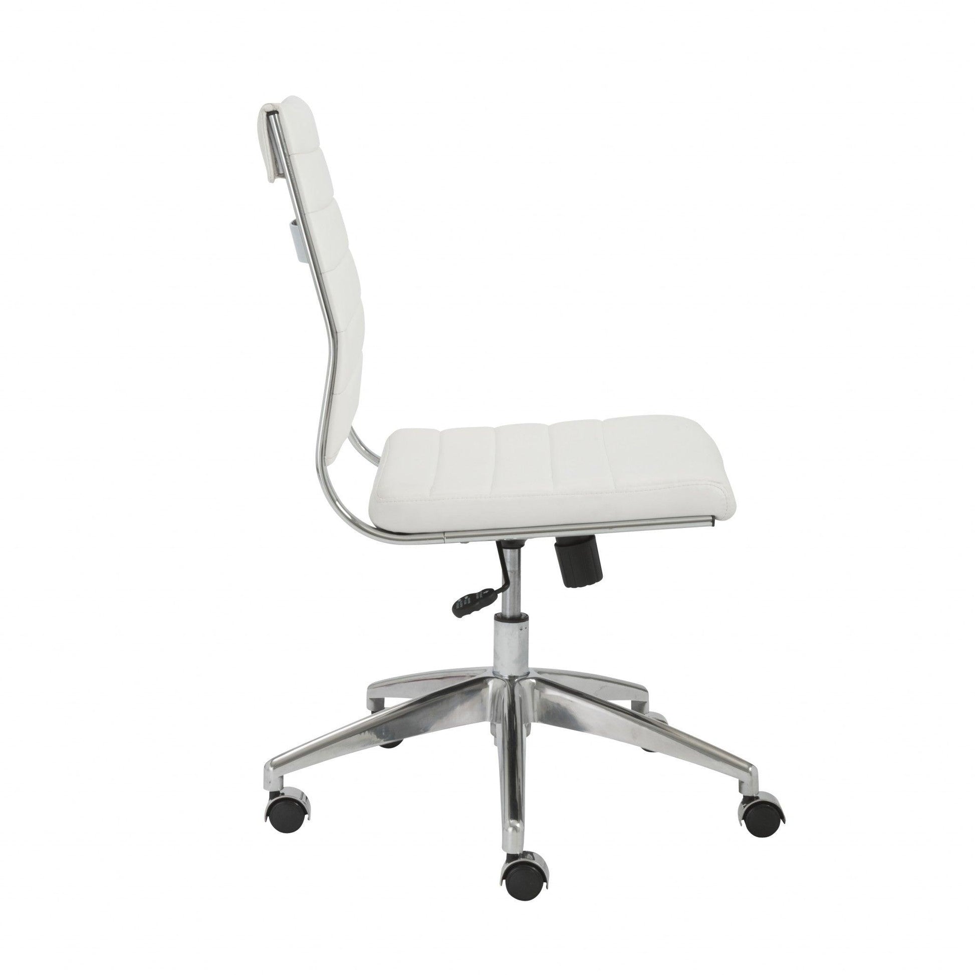 22.84" X 24.61" X 38.98" Armless Low Back Office Chair in White with Aluminum Base - AFS