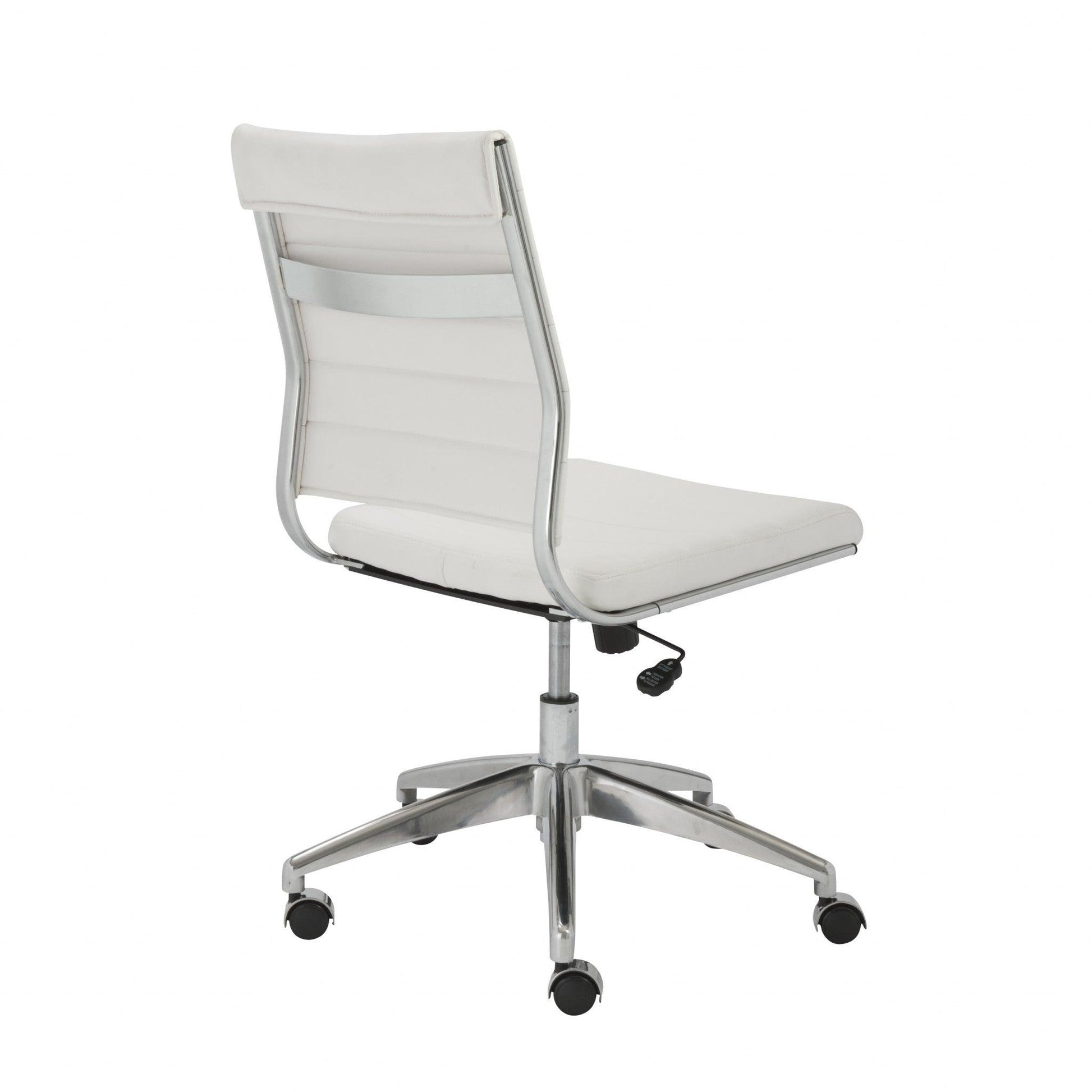 22.84" X 24.61" X 38.98" Armless Low Back Office Chair in White with Aluminum Base - AFS