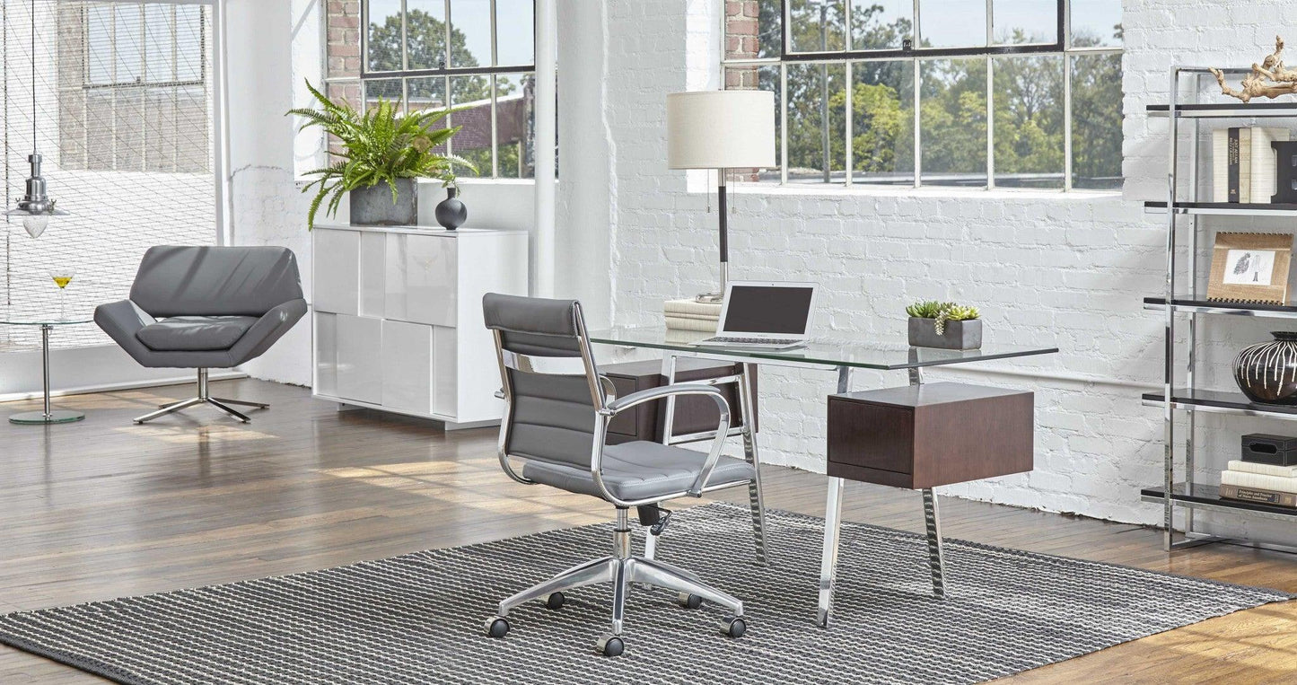 22.75" X 26.26" X 38" Low Back Office Chair in Gray with Aluminum Base - AFS