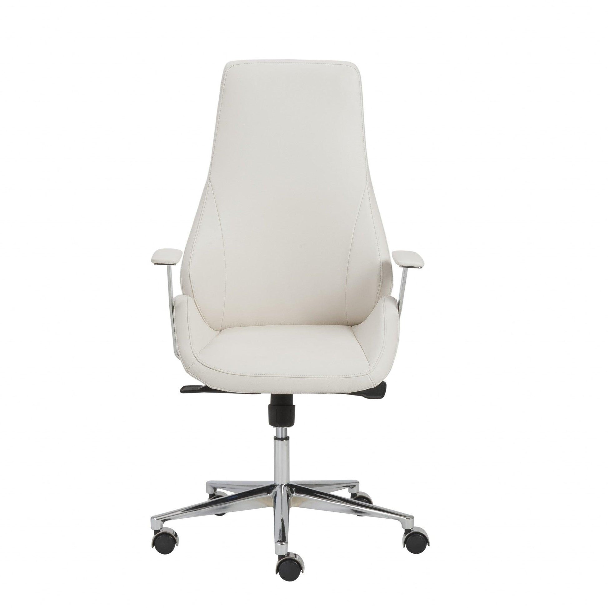 26.75" X 25.75" X 47.75" High Back Office Chair in White with Chromed Steel Base - AFS