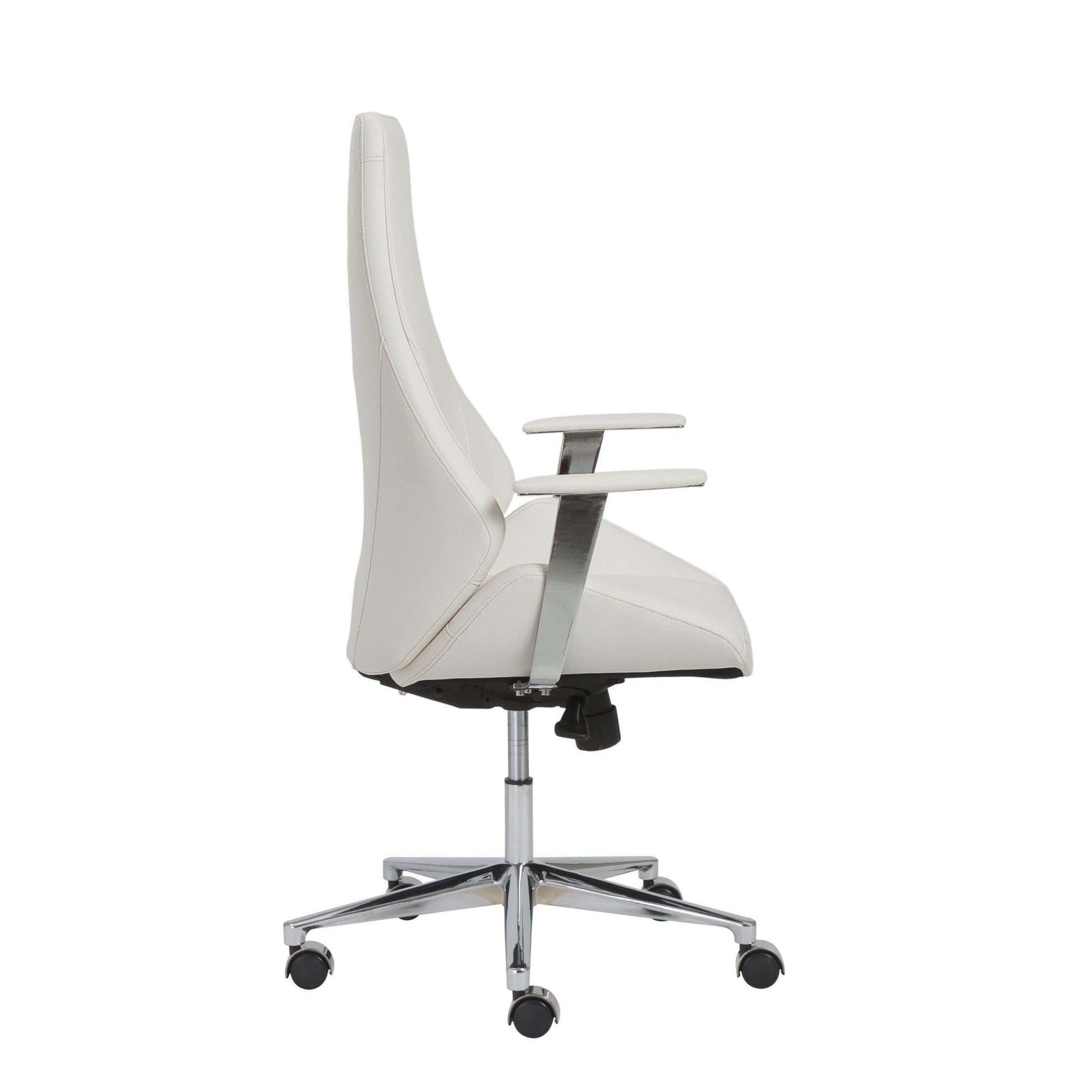 26.75" X 25.75" X 47.75" High Back Office Chair in White with Chromed Steel Base - AFS