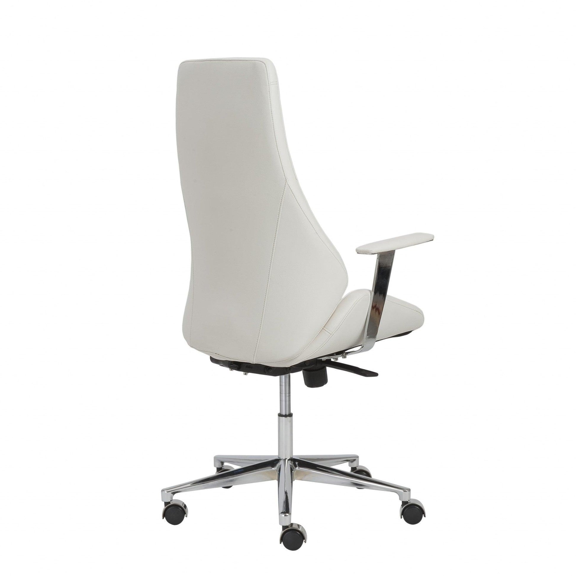 26.75" X 25.75" X 47.75" High Back Office Chair in White with Chromed Steel Base - AFS