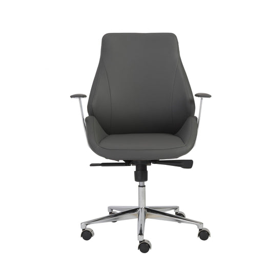 Gray Faux Leather Scoop Office Chair with Mod Armrests - AFS