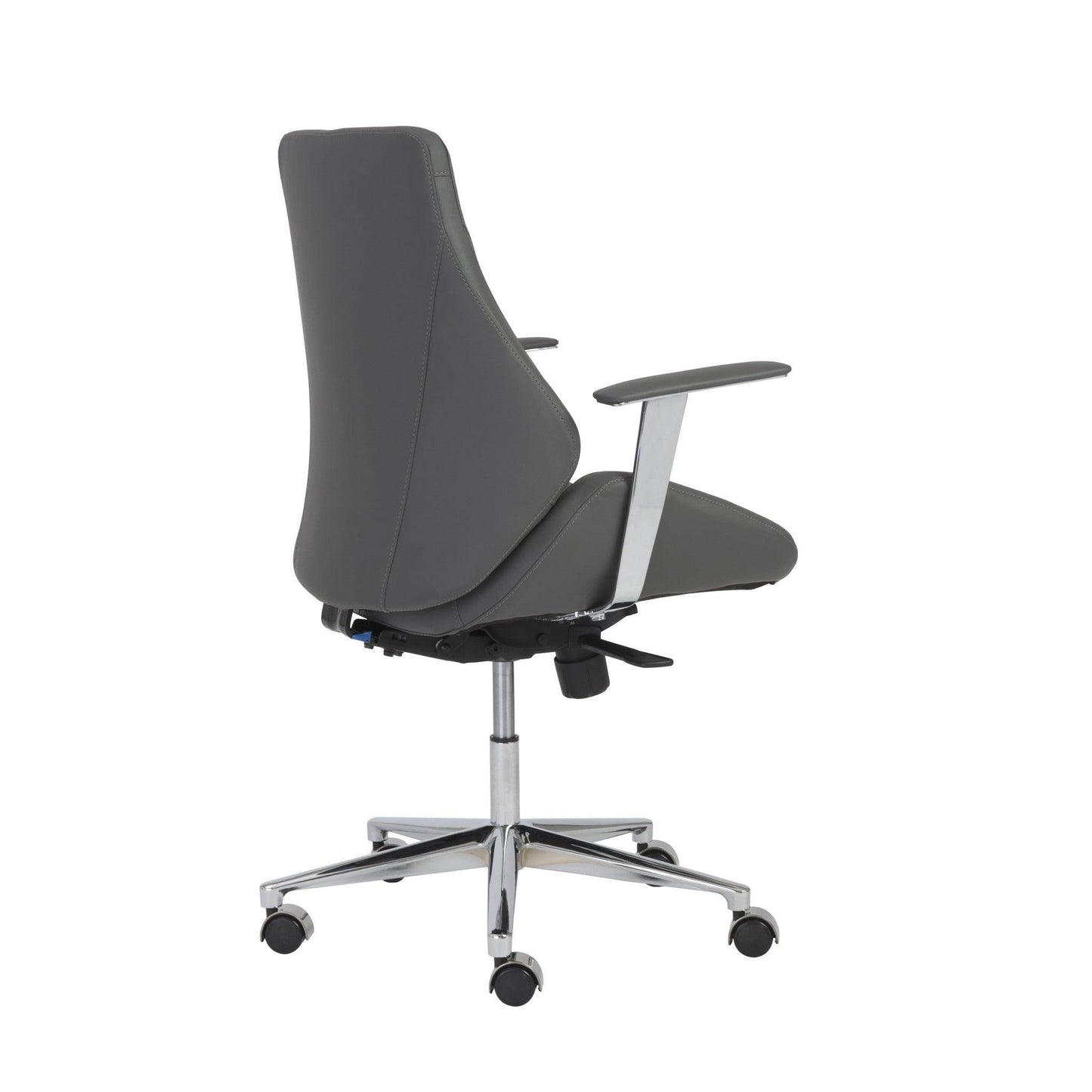 Gray Faux Leather Scoop Office Chair with Mod Armrests - AFS