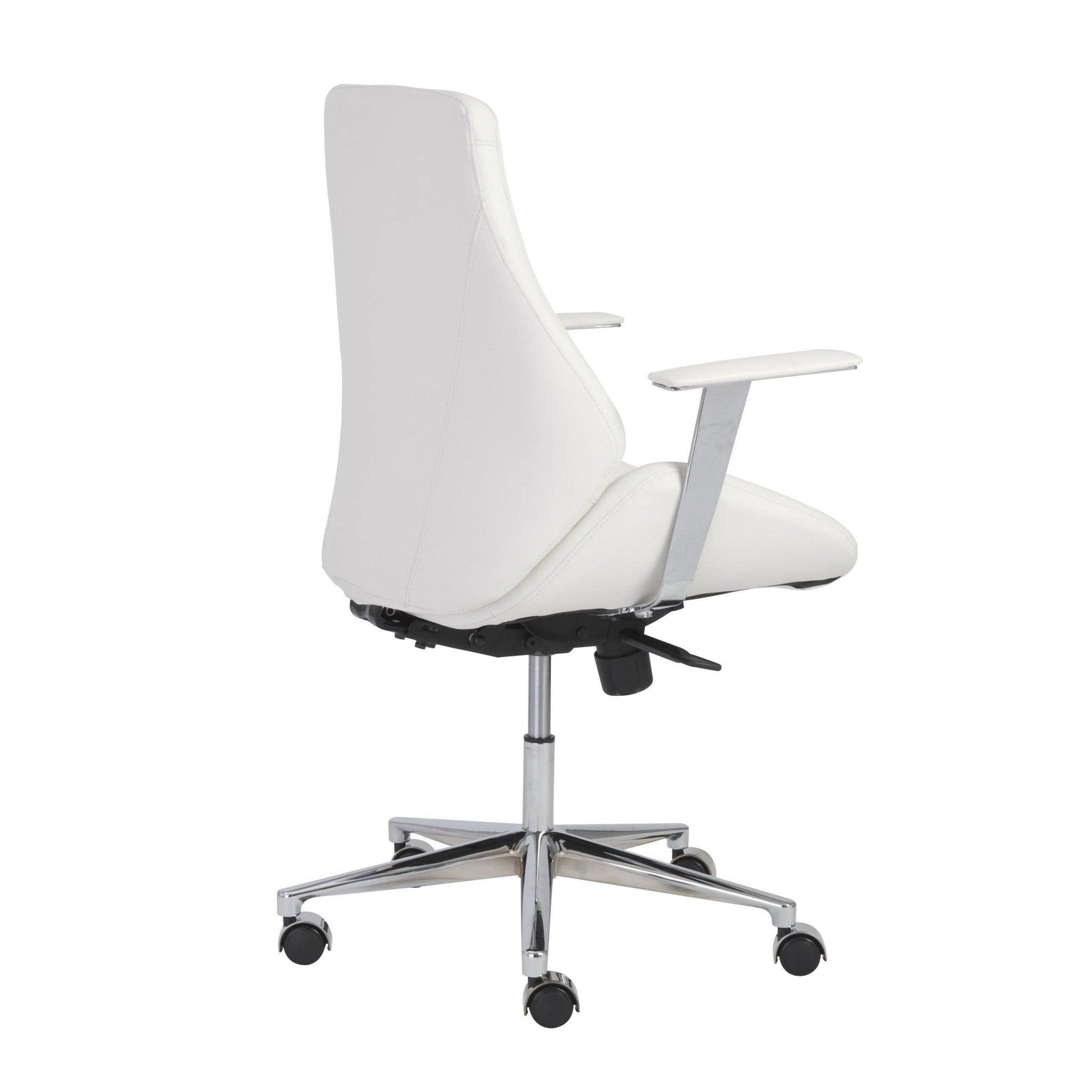 White Faux Leather Scoop Office Chair with Mod Armrests - AFS