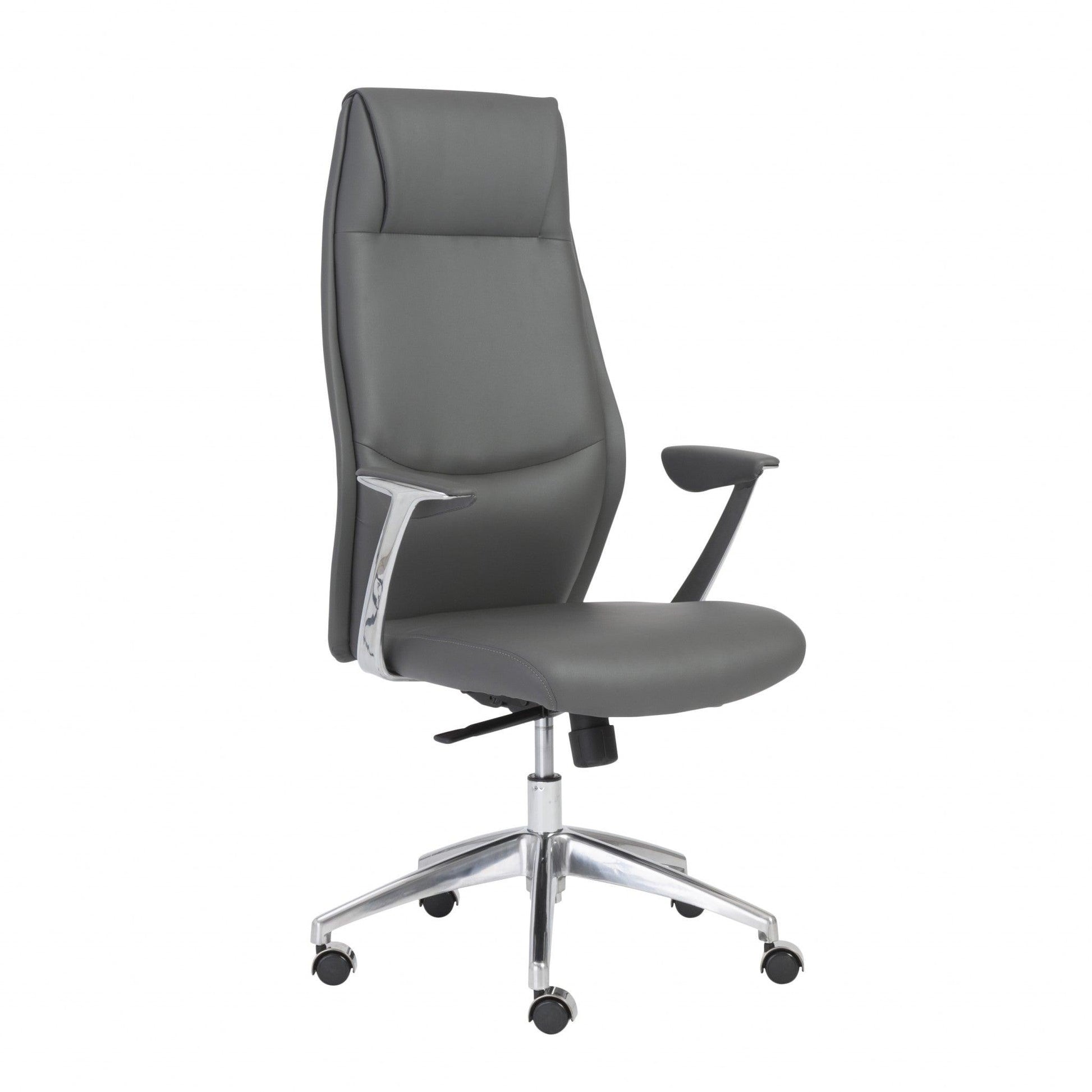 25.50" X 27" X 50" High Back Office Chair in Gray with Polished Aluminum Base - AFS