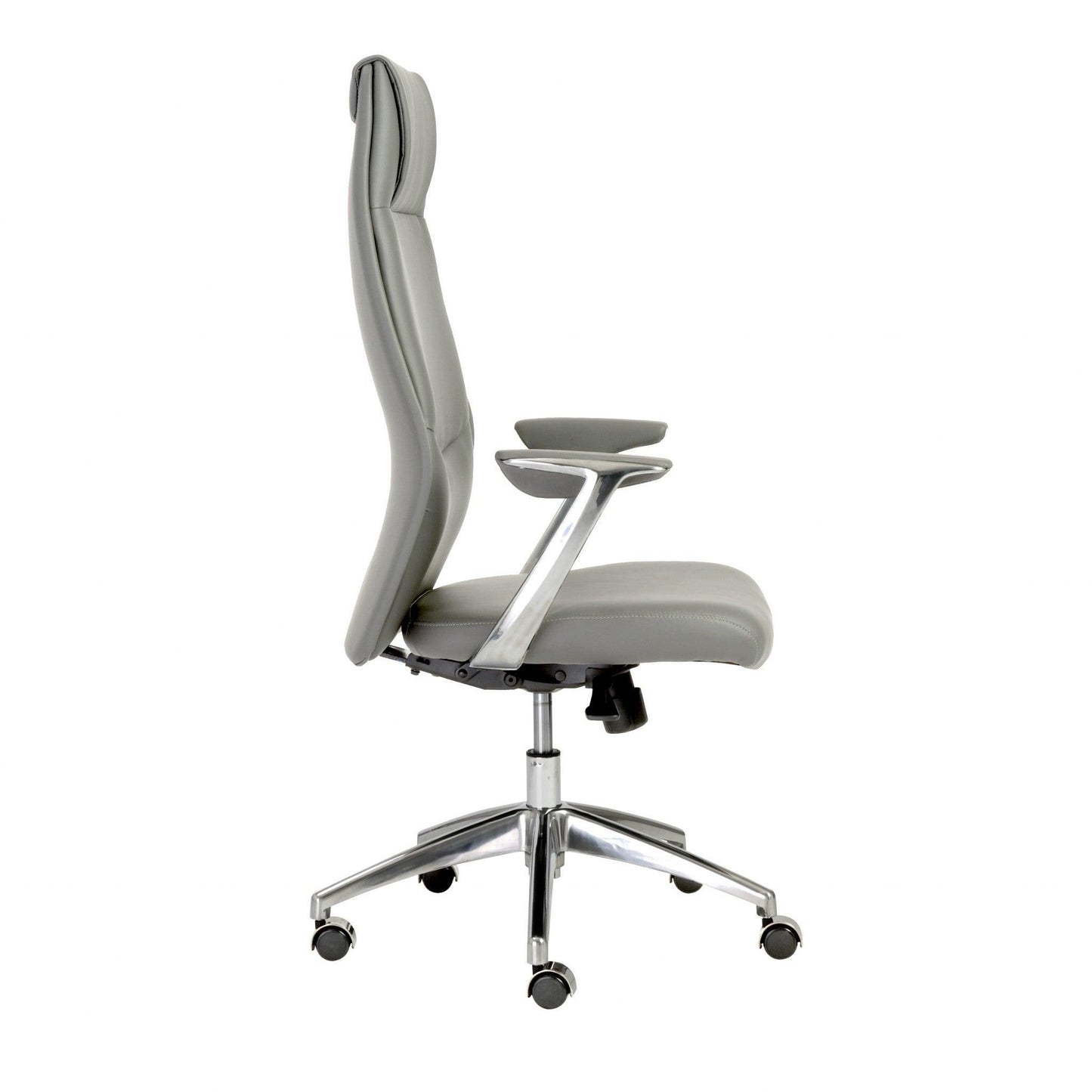 25.50" X 27" X 50" High Back Office Chair in Gray with Polished Aluminum Base - AFS